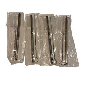 Metal Straw 5” With Cleaning Brush Set Of 4 New.